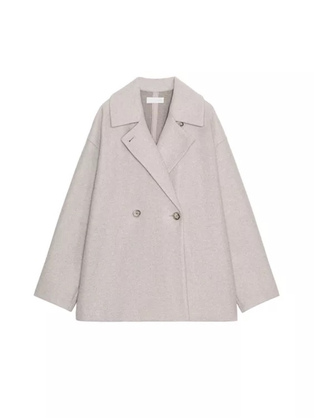 Zara Women's Double-Breasted Pale Gray Pea Coat